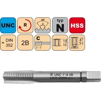 Závitořezný nástroj NÁSTROJE CZ Sadový závitník /CZZ0204/ UNC 3/8"-16 2B HSS DIN 352 Závit: UNC 3/8"-16-SD celá sada