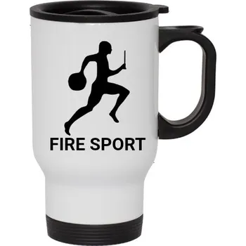 Termohrnek Cestovní termohrnek s uchem s potiskem Fire sport termo hrnek