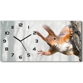 Hodiny Moderní skleněné hodiny na stěnu Veverka