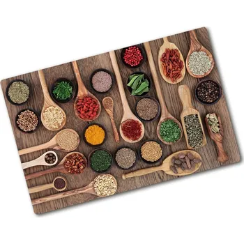 Kuchyňské prkénko Kuchyňská deska velká skleněná Koření a bylinky