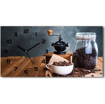 Hodiny Skleněné hodiny na stěnu tiché Mlýnek na kávu