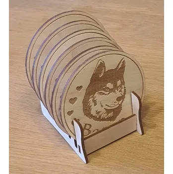 Podtácek Podtácky se stojánkem Husky s vlastním jménem 6 ks