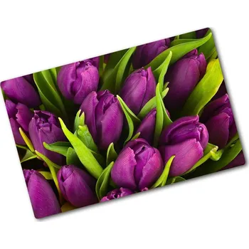 Kuchyňské prkénko Deska na krájení tvrzená Fialové tulipány
