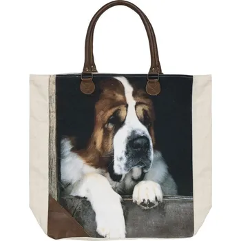 Dekorativní polštářek Plátěný shopper s bernardýnem sv. Bernard - 40*12*44cm