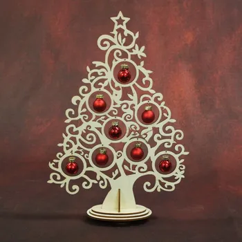 Vánoční dekorace Vánoční stromek s kuličkami – Červený