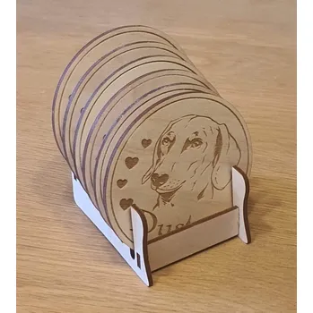 Podtácek Podtácky se stojánkem Jezevčík 2A s vlastním jménem 6 ks