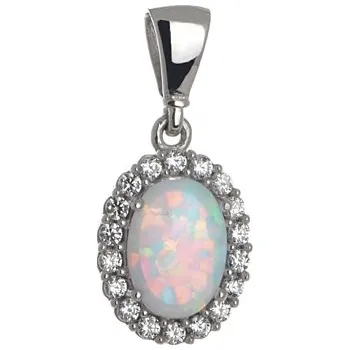 Přívěsek Přívěšek z bílého zlata s opálem ZZ279F + dárek zdarma