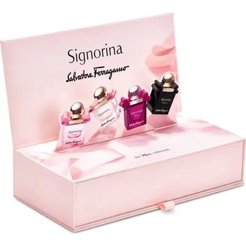 Kosmetická sada Salvatore Ferragamo Signorina Mini Collection - EDT Signorina in fiore 20 ml + EDP signorina 20 ml + EDP signorina ribelle 20 ml + EDP signorina misteriosa 20 ml Dárková sada