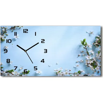 Hodiny Skleněné hodiny na stěnu Květy višně pozadí