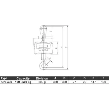 Průmyslová váha Závěsná jeřábová váha KPZ 406/500kg