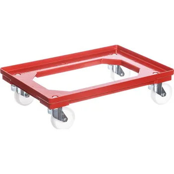 Stavební technika Vozík pod přepravky 2 otočná + 2 pevná polyamidová kolečka 100 mm Barvy: Červená