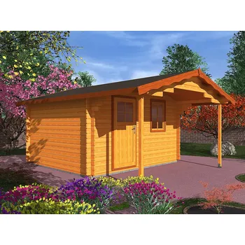 Zahradní domek Laura EKO 350x300 28 mm s čelním přesahem 170 cm