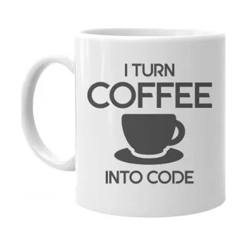Žertovný předmět I turn coffee into code - hrnek- Tričkový.cz