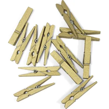 Umělecký papír Kolíčky dřevěné zlatá 47mm, 12ks