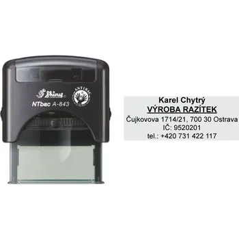 Razítko Razítko s antibakteriálním povrchem Shiny A-843 ANTIbac, vlastní text 47 x 18 mm