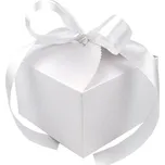 Papírová dárková krabička svatební se stuhou, barva 1 bílá perleť