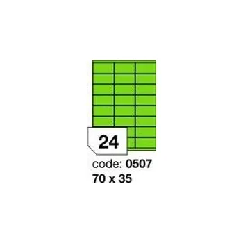 Samolepící etiketa Zelené fluo etikety Rayfilm R0130.0507F, 70x35 mm, 1.000 listů A4, 24000 etiket