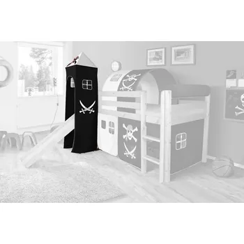 Dětská postel Věžička do vyvýšené dětské postele - PIRÁTI bíločerní