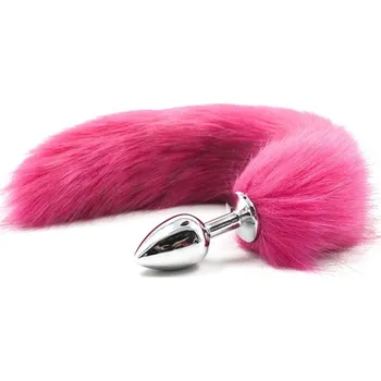 Anální kolík Růžový mírně žíhaný psí ocas – vel. S