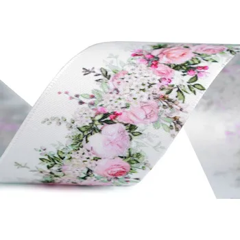 Stuha Saténová stuha růže šíře 40 mm, barva 1 růžová světlá bílá