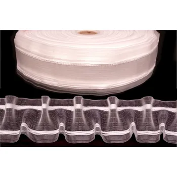 Záclonovka šíře 50mm žabkové řasení 1:2,25, barva Průhledná