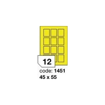 Samolepící etiketa Žluté fluo etikety Rayfilm R0131.1451F, 45x55 mm, 1.000 listů A4, 12000 etiket