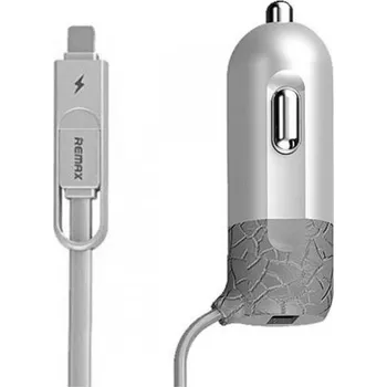 REMAX Nabíječka do auta - RCC-103 Finchy Usb + kabel ligtning micro usb 3,4 A stříbrná