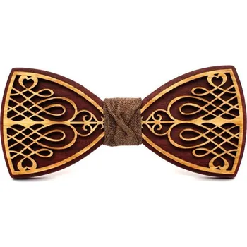 Motýlek Dřevěný motýlek gravírovaný - Brána a klíč