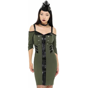 Dámské šaty šaty dámské KILLSTAR - Miss Stardust - KHAKI - S