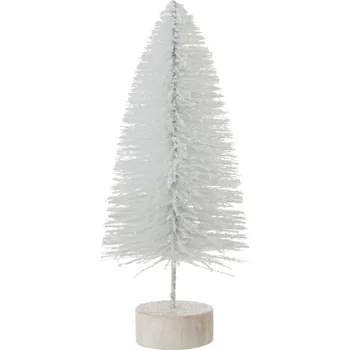 Vánoční dekorace Bílý třpytivý vánoční stromeček - Ø16*38cm