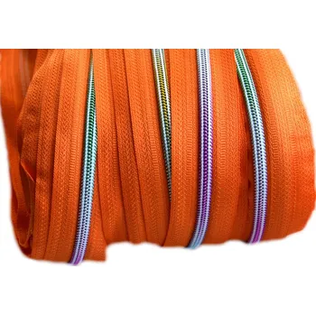 Duhový zip spirálový No 5 metráž oranžová, barva Oranžová