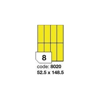 Samolepící etiketa Žluté fluo etikety Rayfilm R0131.8020F, 52,5x148,5 mm, 1.000 listů A4, 4000 etiket