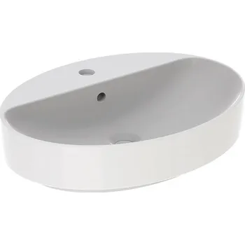 Umyvadlo Geberit VariForm oválné umyvadlo na desku 60x45 cm, s přepadem, s otvorem pro baterii, bílá (500.772.01.2)