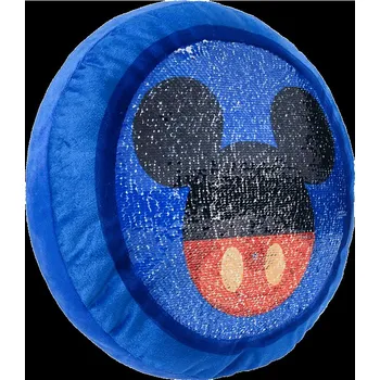 Polštář Dětský proměňovací polštář s flitrama Disney: Mickey Mouse (34 x 30 cm) modrý polyester