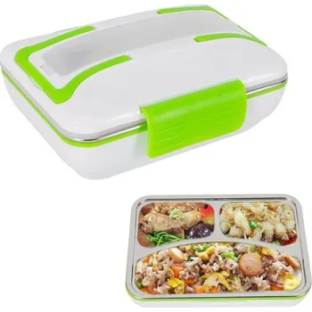 Svačinový box Ohřívací box na jídlo s kovovou nádobou a příborem 220V - Elektrická krabička na jídlo - KRABIČKA JE URČENA DO ZÁSUVKY