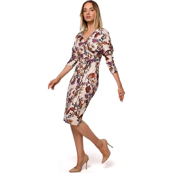 Dámské šaty Elegantní zavinovací šaty MOE M524 květované model 2 EU velikost: S
