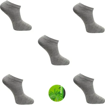 PeSaiL Pánské kotníkové bambusové ponožky šedé ( 5 párů v balení ) Barva: Šedá, Velikost: 43-46