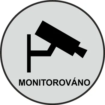 Samolepící etiketa Monitorováno - stříbrná mat samolepící vinylová fólie 90x90 mm