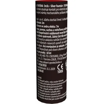 Zábavní pyrotechnika INTERIÉROVÁ FONTÁNA (el. odpal - stříbrná) - 5m3s.