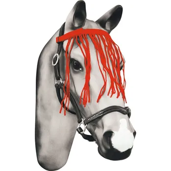 Koňská maska proti hmyzu Třásně proti mouchám Barva: Červená