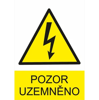 Značení Pozor uzemněno samolepící vinylová fólie A4 (297 x 210 mm)