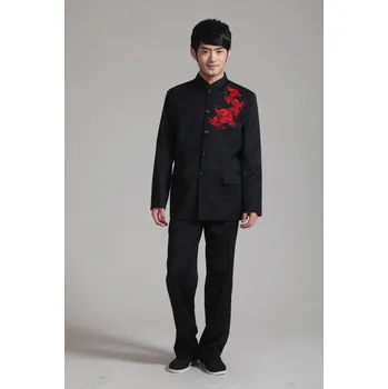 Pánský kabát Zhong shan pánský kabát s červeným drakem