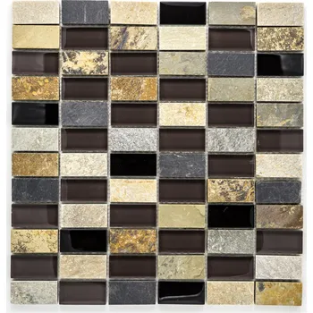 Obklad Mozaika, sklo, kámen, 25x50x8mm