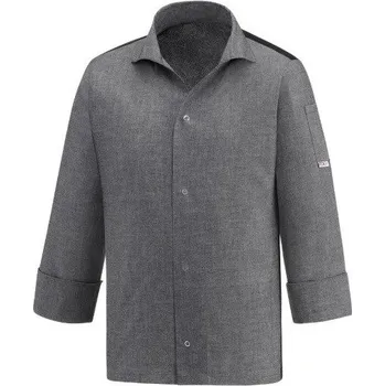 Gastro oděv EGOchef Kuchařský rondon VIP s košilovým střihem UNISEX - šedý - dlouhý rukáv M E-2080067CM
