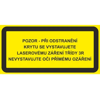 Pozor - při odstranění krytu se vystavujete záření 3R samolepící vinylová fólie 52 x 105 mm