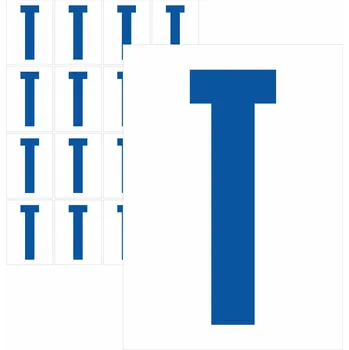 Samolepící etiketa Písmena samolepící modrá T samolepící vinylová fólie 50 mm písmo - aršík 8 ks