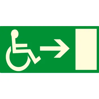 Fotoluminiscenční tabulka – Únik bezbariérový - vpravo fotoluminscenční samolepka 297 x 148 mm