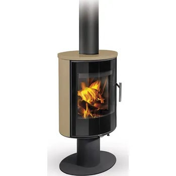 Krbová kamna ROMOTOP LAREDO T 01 keramika smetanová s pigmentem 63360 - krbová kamna s otočným mechanismem