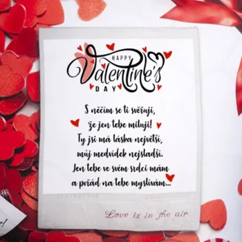 Dekorativní polštářek Polštář bavlněný s potiskem Valentýnské přání