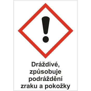 Značení Dráždivé, způsobuje podráždění zraku a pokožky samolepící vinylová fólie A8 (74 x 52 mm)